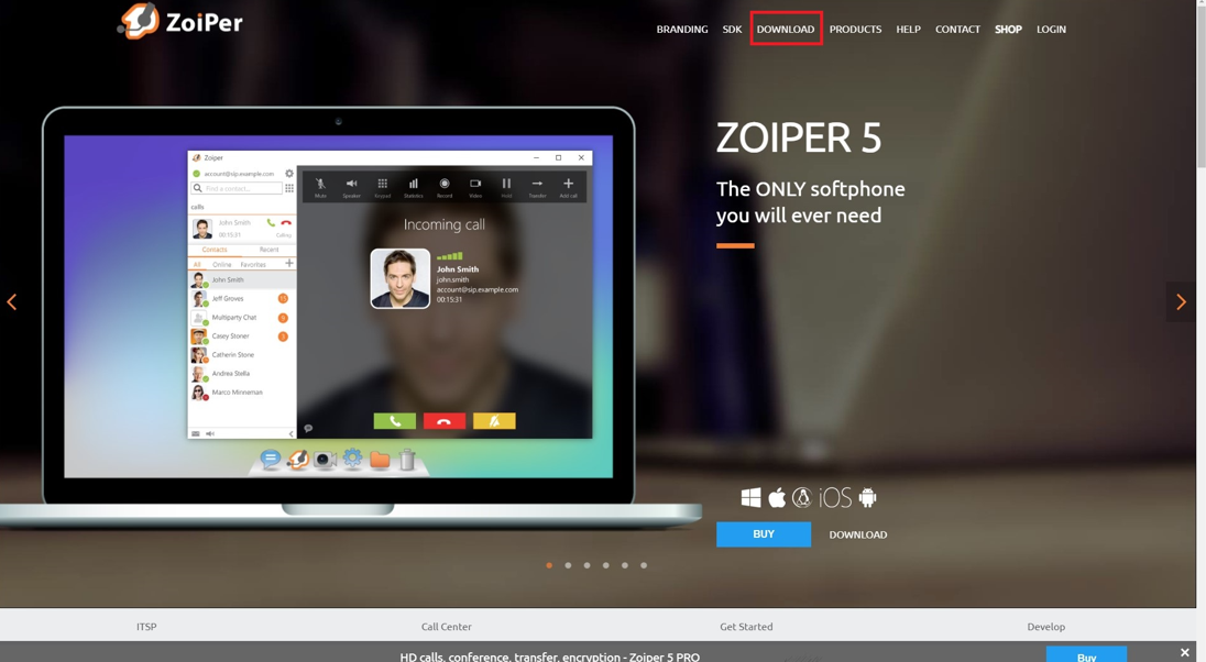 Zoiper5ダウンロード画面２